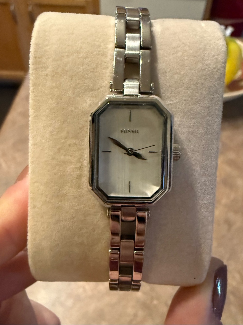 Fossil Silver Octagonal Women’s Watch - Lightweight & Classic Design - New